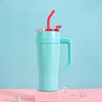 Big Mac Frost Cup Нержавеющая сталь 40 унций Изоляционная чашка с ручкой Большая емкость Чашка для воды Офисная соломенная чашка 8 * 27.5cm