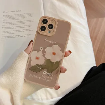 Художественный белый цветок Ins Back, силиконовый чехол для телефона Sfot для Iphone 11 12 Mini 13 Promax 14 Pro Max 8 7 Plus Xsmax Xr X, милый чехол for iphone 11PROMAX