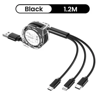 3 в 1 USB-кабель для зарядки для iPhone, кабель Micro USB и USB C, выдвижной портативный зарядный кабель для Iphone красный