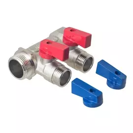 коллектор с отсекающими кранами 2 выхода х 3/4" х 1/2" наруж. рез. mp-у