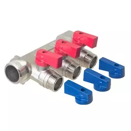 Коллектор с отсекающими кранами 3 выхода х 3/4" х 1/2" наруж. рез. MP-У