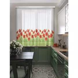 комплект штор для кухни маковое поле 100815 3*1,7м