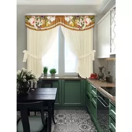 комплект штор для кухни нежность стиля br 100825 1,4*1,8м /2шт/3*0,48/ 2подхвата