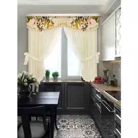 комплект штор для кухни нежность стиля cr 100827 1,4*1,8м/2шт /3*0,48/ 2подхвата