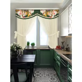 комплект штор для кухни нежность стиля gr 100830 1,4*1,8/2шт/ 3*0,48/ 2подхвата