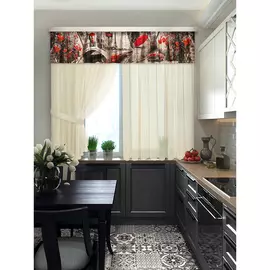 комплект штор для кухни париж 101552 1,4*1,8м/2шт /2,5*0,45/ 2подхвата