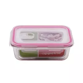 Контейнер прямоугольный 840мл Appetite стекло с клапаном розовый SL840RF