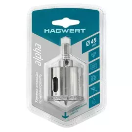 Коронка алмазная 45мм с центрирующим сверлом по керамограниту и керамике Hagwert 576245