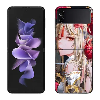 Чехол Genshin Impact Raiden Shogun для Samsung Galaxy Z Flip 3 Flip 5 4 5G черный жесткий чехол для мобильного телефона Samsung Z Flip 5 5G роскошный Samsung Z Flip 3 5G