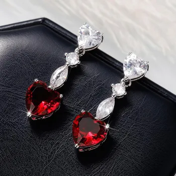 POMOiii модные белые/синие/зеленые/красные серьги в форме сердца для женщин, темпераментные элегантные свадебные трендовые женские висячие серьги, популярные ювелирные изделия белый