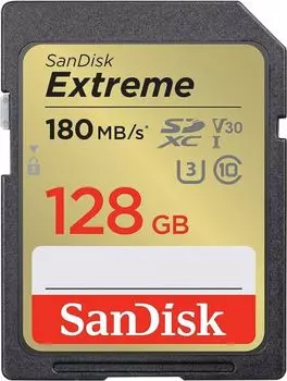 Карта памяти SDXC 128GB SanDisk Extreme Class 10 V30 UHS-I U3 180MB/s
