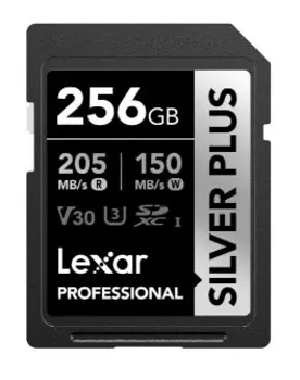 Карта памяти SDXC 256GB Lexar LSDSIPL256G-BNNNG Professional SILVER PLUS UHS-I U3 V30 C10, 205/150MB/s