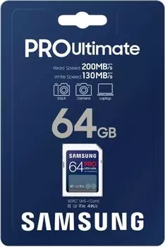 Карта памяти SDXC 64GB Samsung MB-SY64S/WW PRO Ultimate, 130/200MB/s