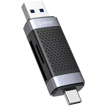 Карт-ридер Orico CD2D-AC2-BK-EP TF/SD с подключением по USB-A/Type-C, Orico CD2D-AC2, черный