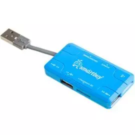 Карт-ридер внешний SmartBuy Combo SBRH-750-B хаб, голубой