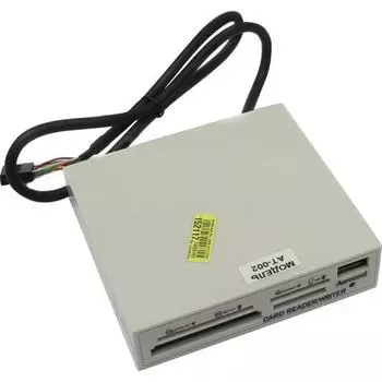 Карт-ридер внутренний AeroCool АТ-002 белый, пластик CF/SM/MM/SD/MS в 3.5" отсек "56 in 1" + USB 2.0