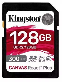 Карта памяти 128GB Kingston SDR2/128GB Canvas React Plus SDXC UHS-II 300R/260W U3 V90