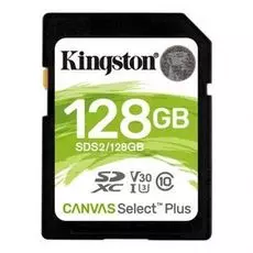 Карта памяти 128GB Kingston SDS2/128GB SDXC Canvas Select Plus 100R C10 UHS-I U3 V30