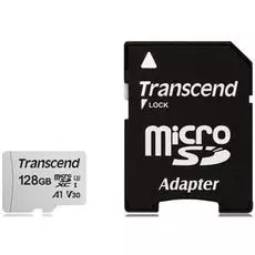 Карта памяти 128GB Transcend TS128GUSD300S-A microSDXC Class 10 U3, V30, A1 300S + адаптер