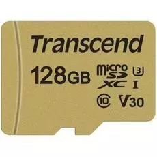 Карта памяти 128GB Transcend TS128GUSD500S microSDXC Class 10 U3, V30 500S + адаптер, MLC