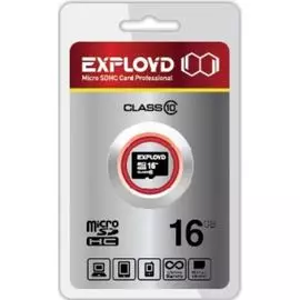 Карта памяти MicroSDHC 16GB Exployd EX0016GCSDHC10-W/A-AD Class 10 без адаптера
