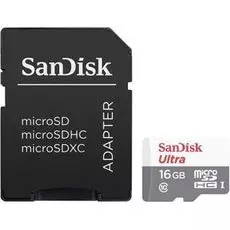 Карта памяти 16GB SanDisk SDSQUNS-016G-GN3MA Sandisk Ultra Android microSDHC UHS-I CL10 80MB/s + SD adaptor