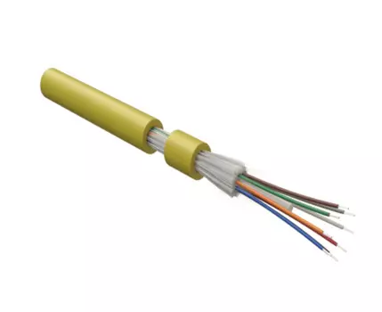 Кабель волоконно-оптический 9/125, 4 волокна Hyperline FO-DT-IN-9S-4-FRHFLTx-YL (SMF-28 Ultra) одномодовый, 4 волокна, плотное буферное покрытие (tigh