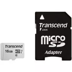 Карта памяти 16GB Transcend TS16GUSD300S-A microSDHC Class 10 U1 300S + адаптер