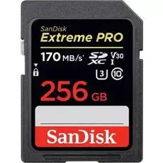 Карта памяти 256GB SanDisk SDSDXXY-256G-GN4IN Extreme Pro SDXC Card - 170MB/s V30 UHS-I U3
