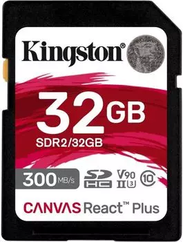 Карта памяти 32GB Kingston SDR2/32GB Canvas React Plus SDHC UHS-II 300R/260W U3 V90
