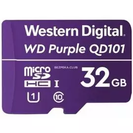 Карта памяти 32GB Western Digital WDD032G1P0C WD Purple SC QD101 microSDHC Class 10 UHS 1 (U1) для видеонаблюдения