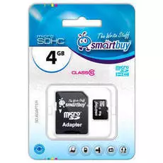 Карта памяти MicroSDHC 4GB SmartBuy SB4GBSDCL10-01 class 10 (SD адаптер)