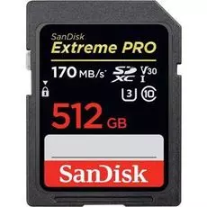 Карта памяти 512GB SanDisk SDSDXXY-512G-GN4IN Extreme Pro SDXC Card - 170MB/s V30 UHS-I U3