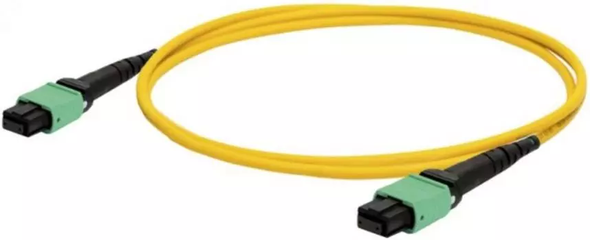 Кабель волоконно-оптический 9/125, 8 волокон Hyperline TC-MC3-9-MPOF8/AX-4xDLC/UX-IN-1/5M-LSZH-YL транковая сборка fan out, 1хMPO (мама)- 4хLC (duplex