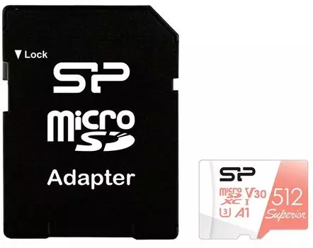 Карта памяти 512GB Silicon Power SP512GBSTXDV3V20SP Superior A1 Class 10 UHS-I U3 100/80 Mb/s (SD адаптер)