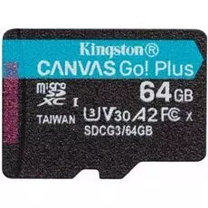 Карта памяти 64GB Kingston SDCG3/64GBSP microSDXC, UHS-II Class U3 V30 A2, чтение: 170Мб/с, запись: 70Мб/с, без адаптера