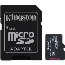 Карта памяти 64GB Kingston SDCIT2/64GB microSDHC class10 UHS-I industrial с адаптером
