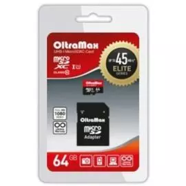 Карта памяти 64GB OltraMax OM064GCSDXC10UHS-1-ElU1 microSDXC Class 10 Elite UHS-I (45 Mb/s) + SD адаптер