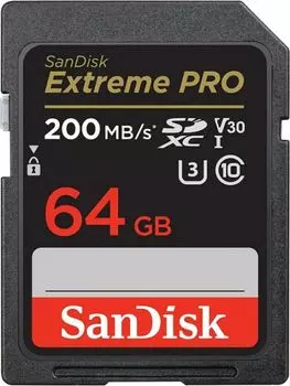 Карта памяти 64GB SanDisk Extreme PRO SDSDXXU-064G-GN4IN SDXC Memory Card 200MB/s