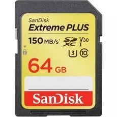 Карта памяти 64GB SanDisk SDSDXW6-064G-GNCIN Extreme Plus SDXC Card, 150MB/s V30 UHS-I U3