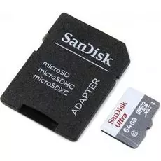 Карта памяти 64GB SanDisk SDSQUNS-064G-GN6TA microSDXC Class 10 Ultra Android (SD адаптер) 80MB/s - Tablet Packaging