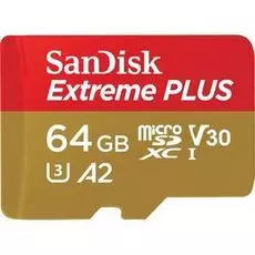 Карта памяти 64GB SanDisk SDSQXBZ-064G-GN6MA Extreme Plus microSDXC + SD Adapter + Rescue Pro Deluxe 170MB/s A2 C10 V30 UHS-I U3