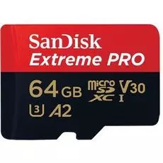 Карта памяти 64GB SanDisk SDSQXCY-064G-GN6MA Extreme Pro microSDXC + SD Adapter + Rescue Pro Deluxe 170MB/s A2 C10 V30 UHS-I U3