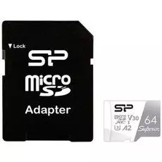 Карта памяти 64GB Silicon Power SP064GBSTXDA2V20SP Superior Pro A2 microSDXC Class 10 UHS-I U3 Colorful 100/80 Mb/s (SD адаптер)