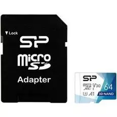 Карта памяти 64GB Silicon Power SP064GBSTXDU3V20AB Superior Pro A1 microSDXC Class 10 UHS-1 U3 100 МБ/с 80 МБ/с