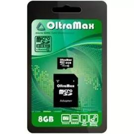 Карта памяти 8GB OltraMax OM008GCSDHC4-AD CLASS 4, SD адаптер