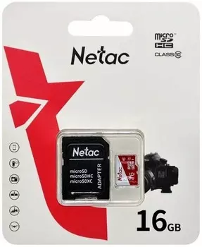 Карта памяти MicroSDHC 16GB Netac NT02P500ECO-016G-R P500 Eco Class 10 + SD адаптер