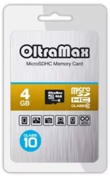 Карта памяти MicroSDHC 4GB OltraMax OM004GCSDHC10-W/A-AD Class 10 без адаптера