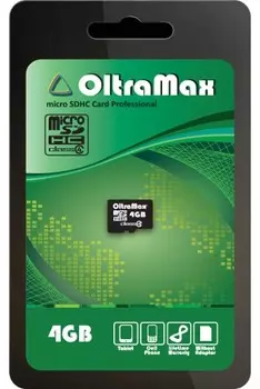 Карта памяти MicroSDHC 4GB OltraMax OM004GCSDHC4-W/A-AD Class 4 без адаптера
