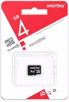 Карта памяти MicroSDHC 4GB SmartBuy SB4GBSDCL4-00 Class 4 без адаптера
